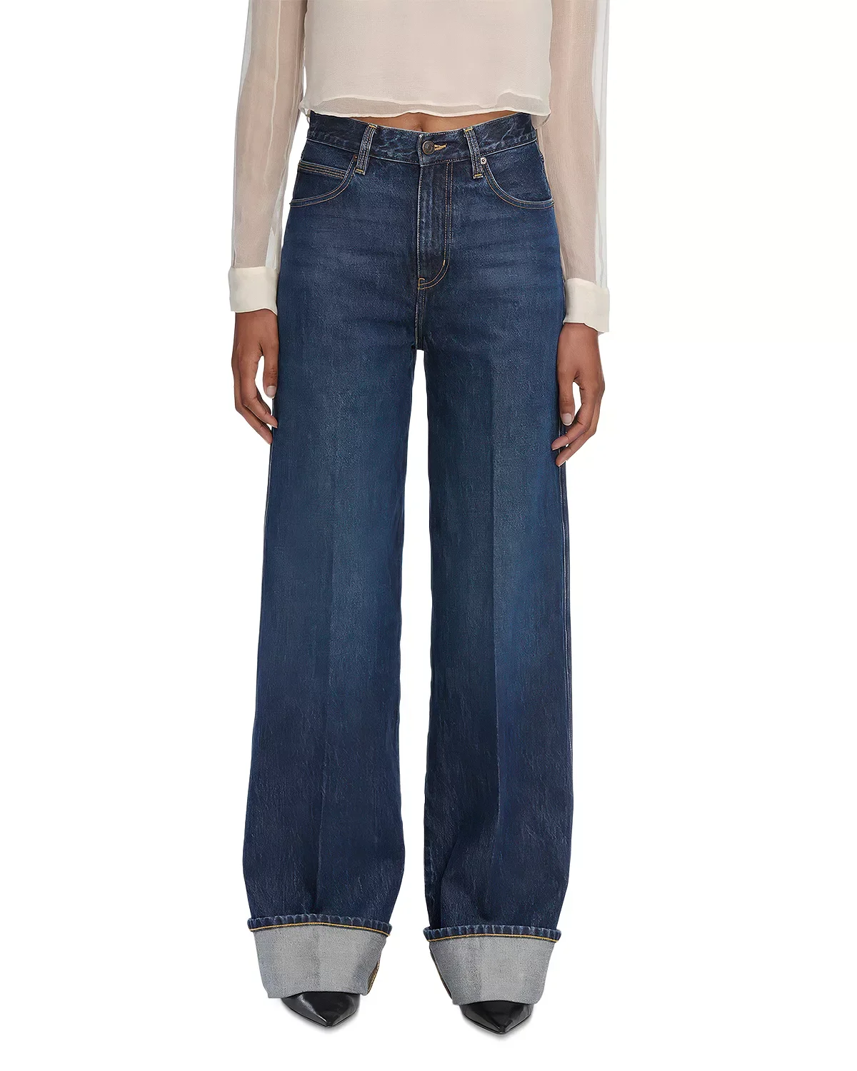 The Cuffed Wide Leg Jeans in Spencer - 1
