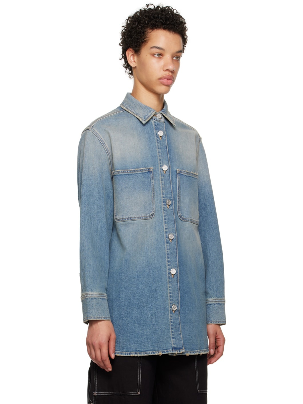 Blue Faded Denim Shirt - 2