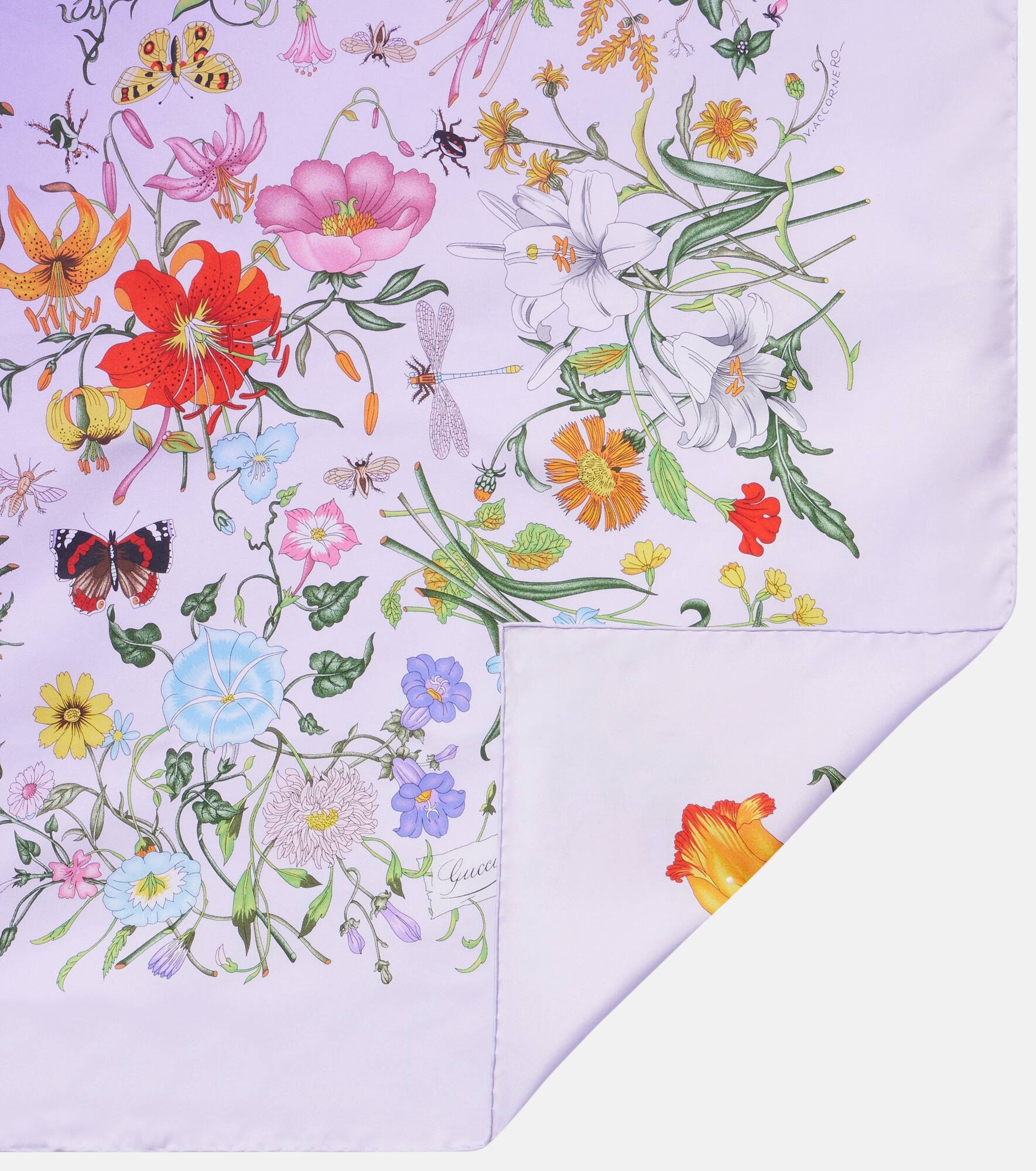 Floral silk twill scarf - 5