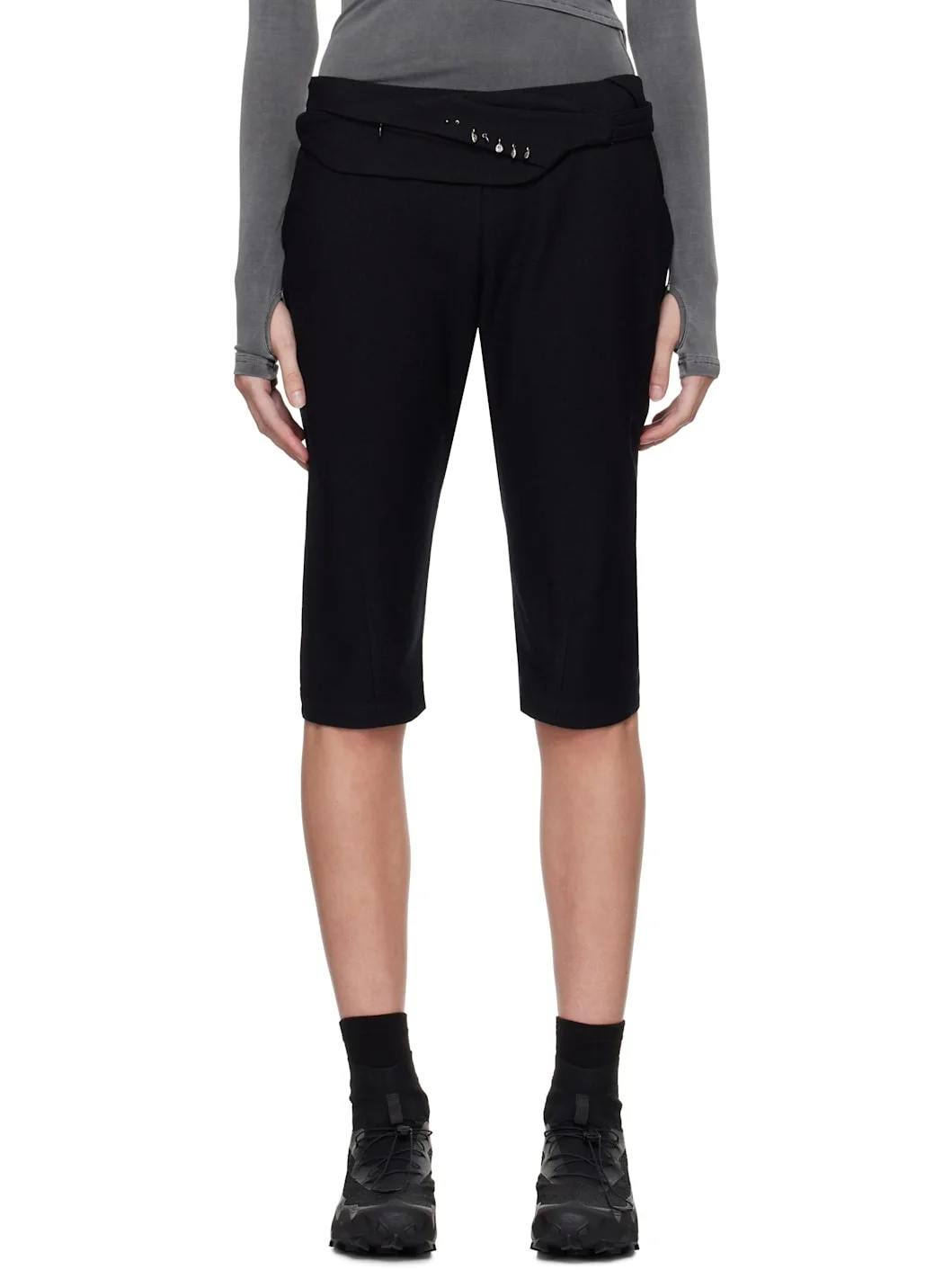 Black Charm Bag Capri Trousers - 1