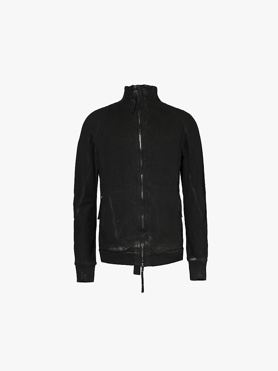 Faded-wash funnel-neck organic-cotton jacket - 1