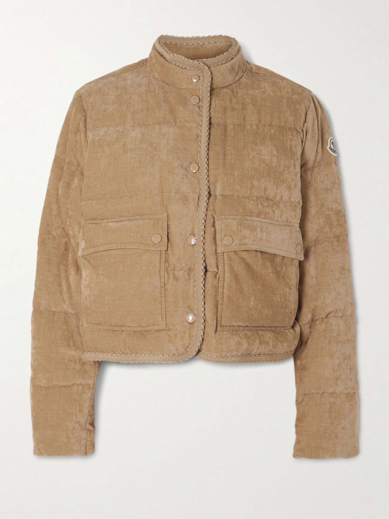 Essarts ricrac-trimmed quilted padded down corduroy jacket Brown - 1