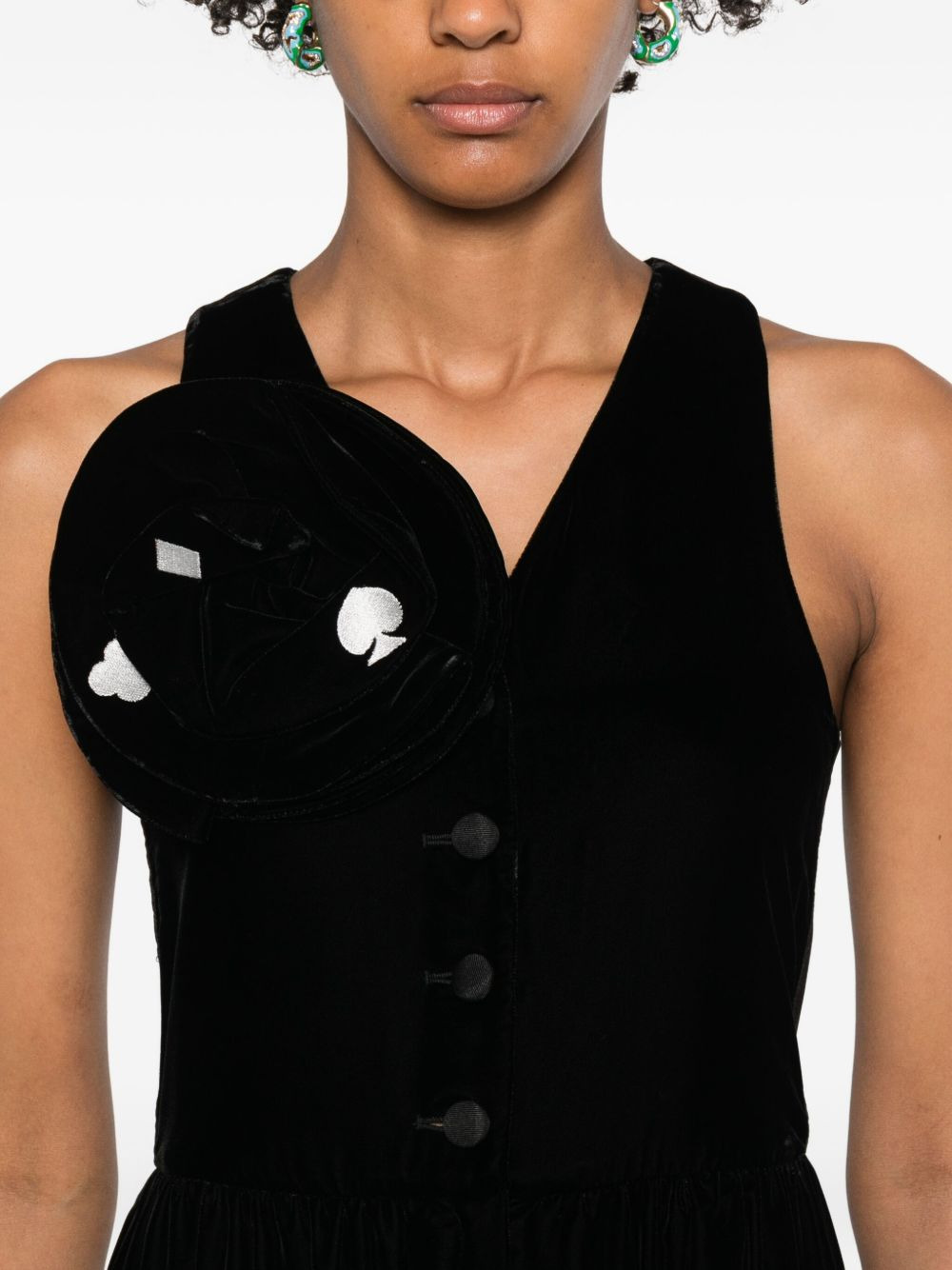 button-fastening V-neck jumpsuit - 5