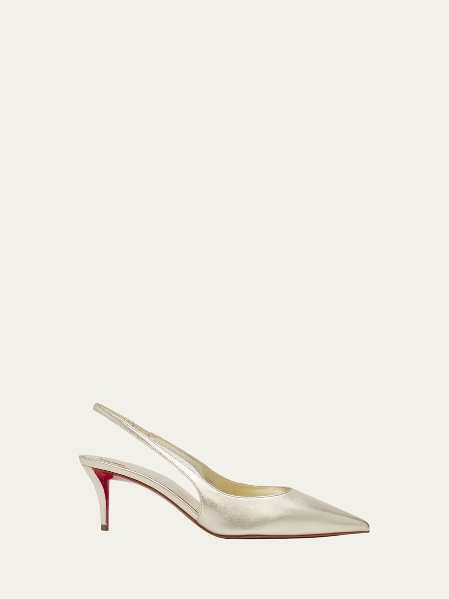 60mm Miss Z Metallic Leather Slingback Pumps - 1