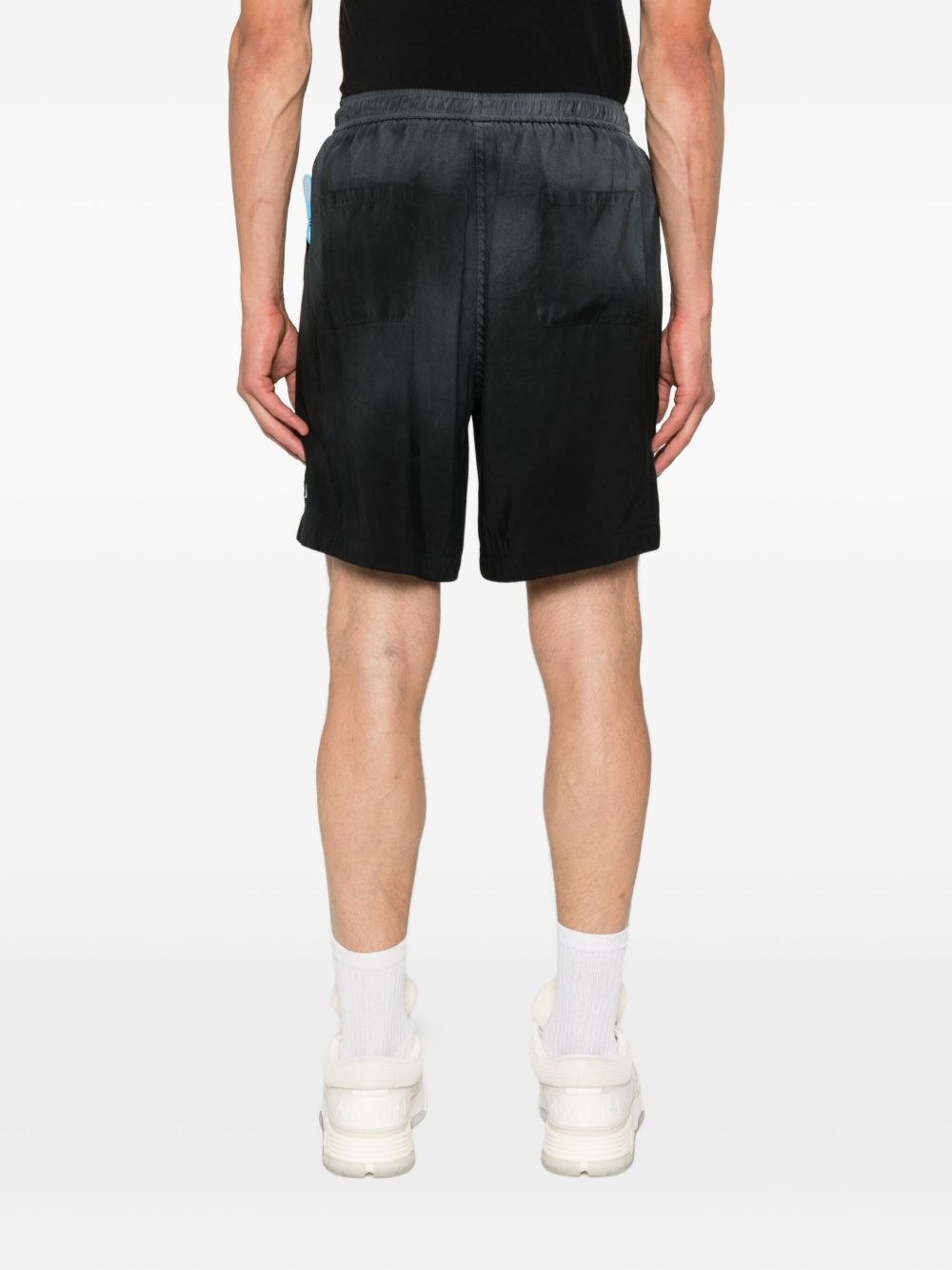 logo-embroidered silk shorts - 4