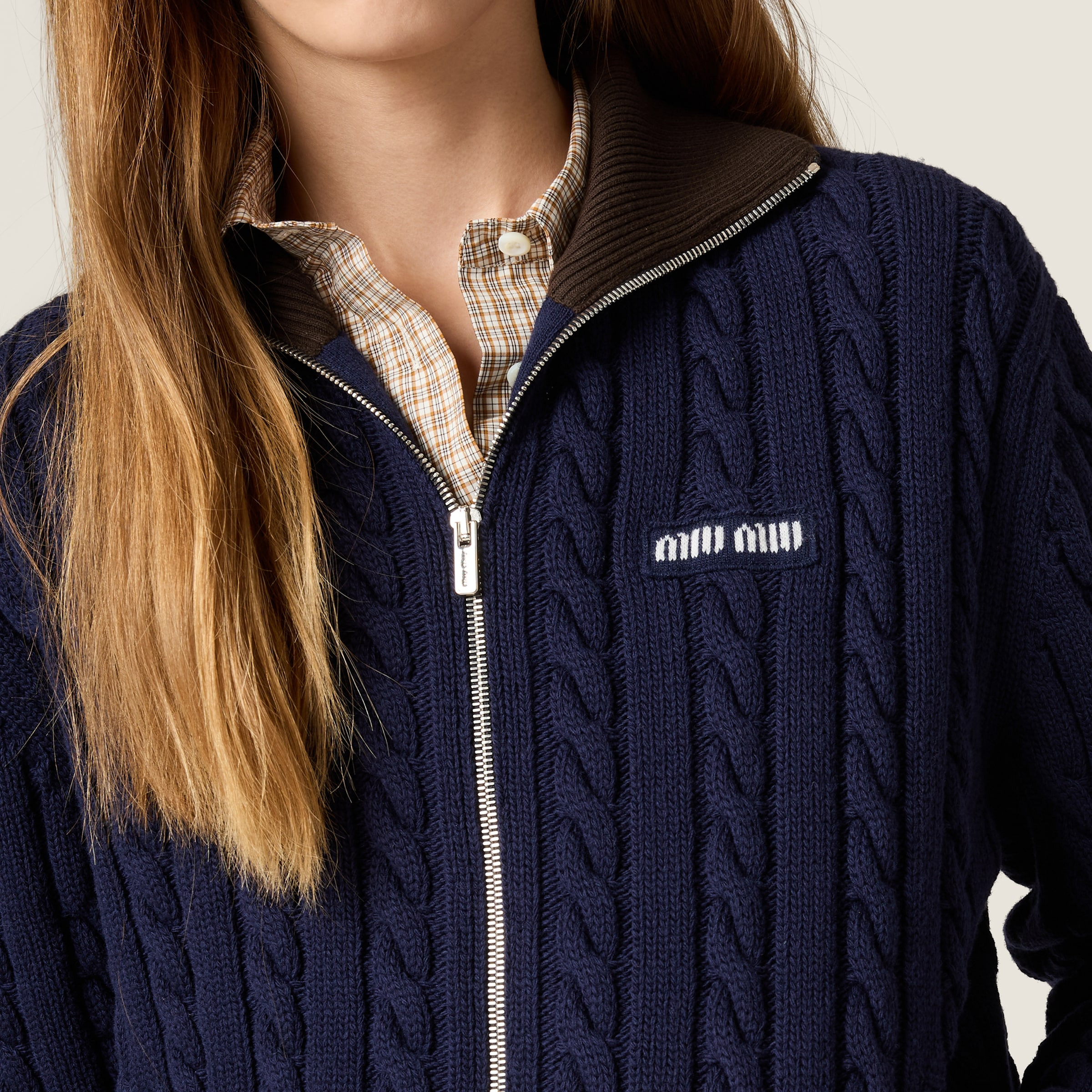 Wool and cotton zipper cardigan - 3