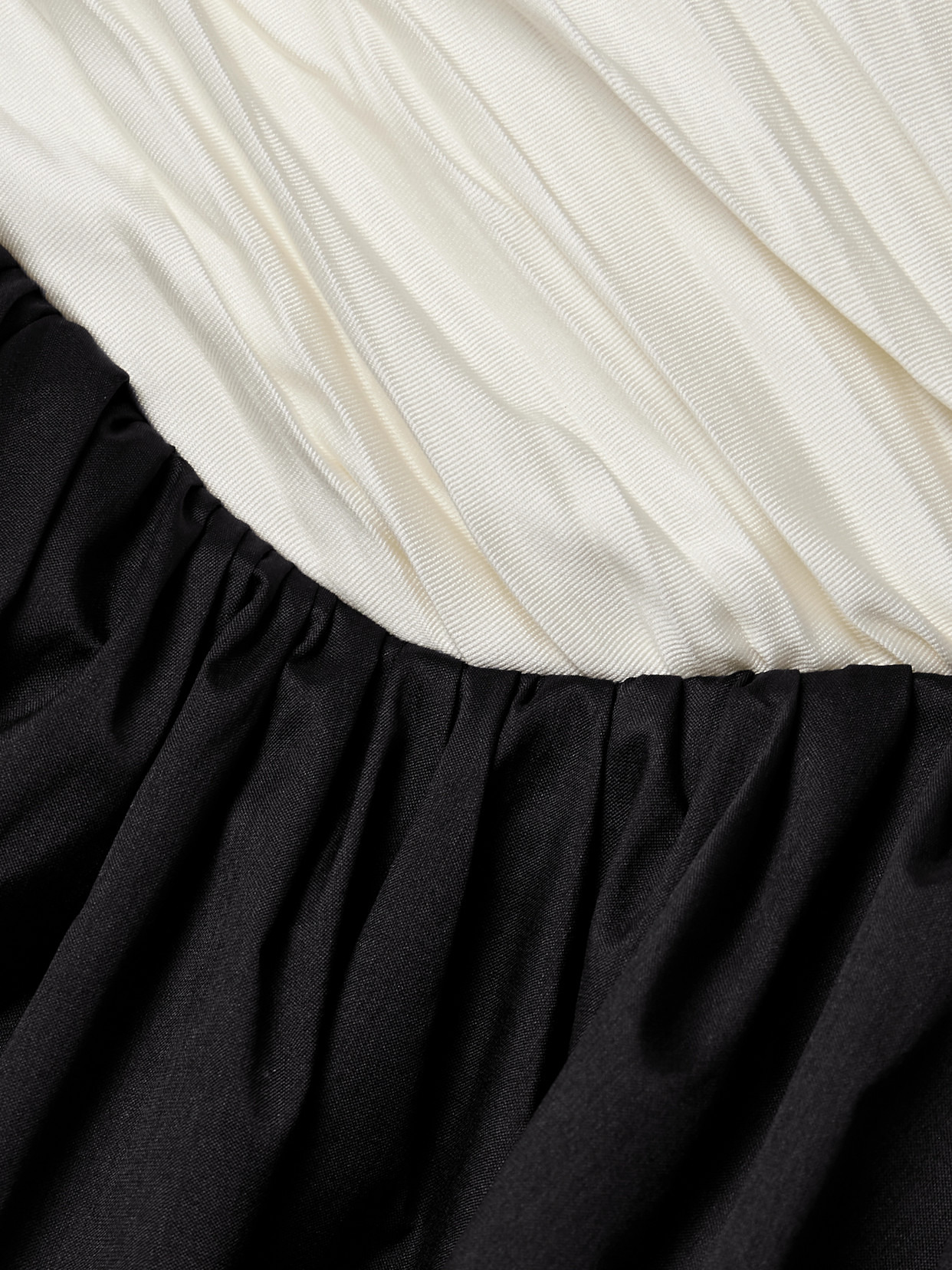 Strapless Two-tone Gathered Plissé-mikado And Taffeta Gown - 4