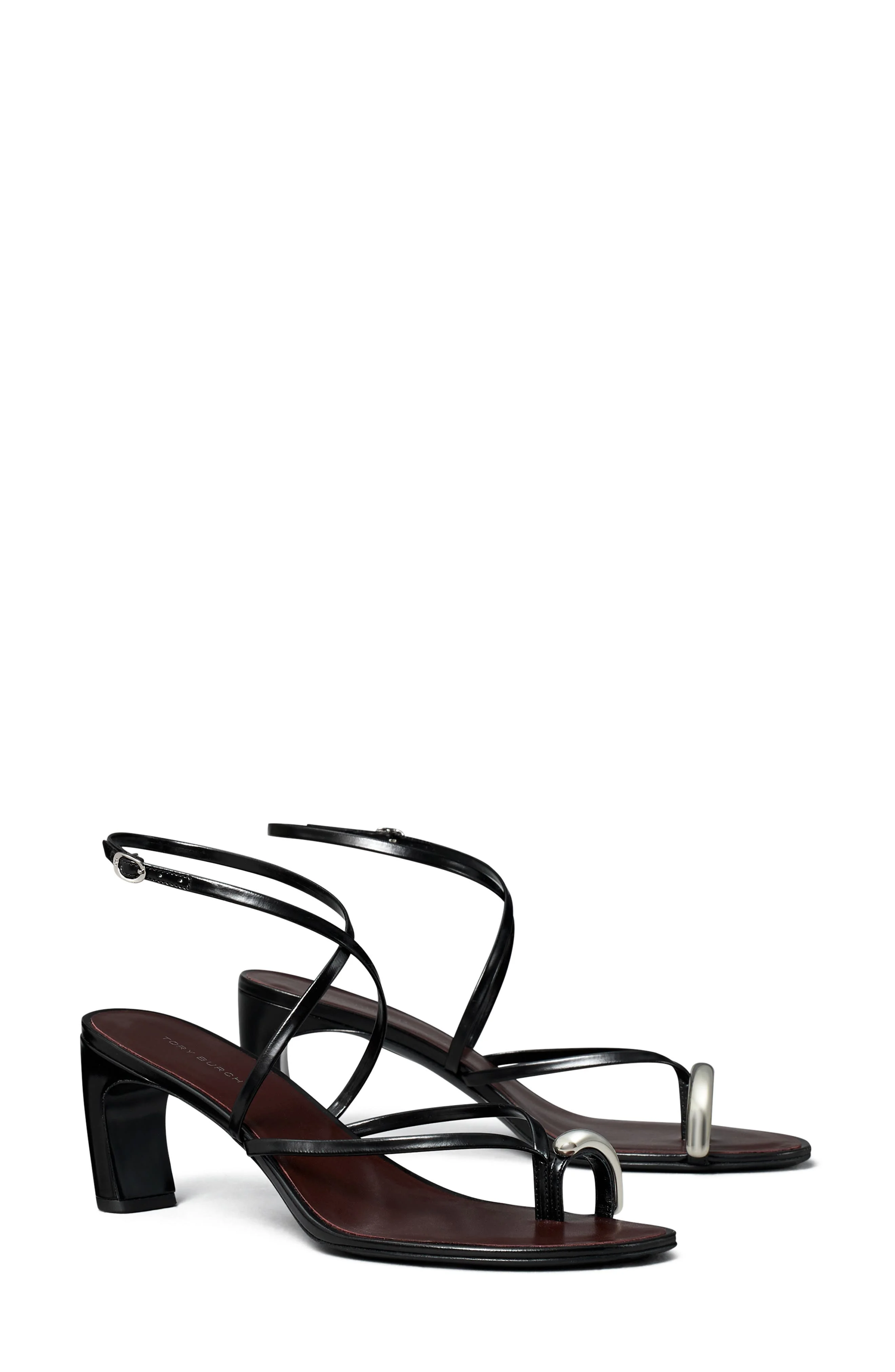 Tory Burch Strappy Sandal in Perfect Black /Silver at Nordstrom - 1