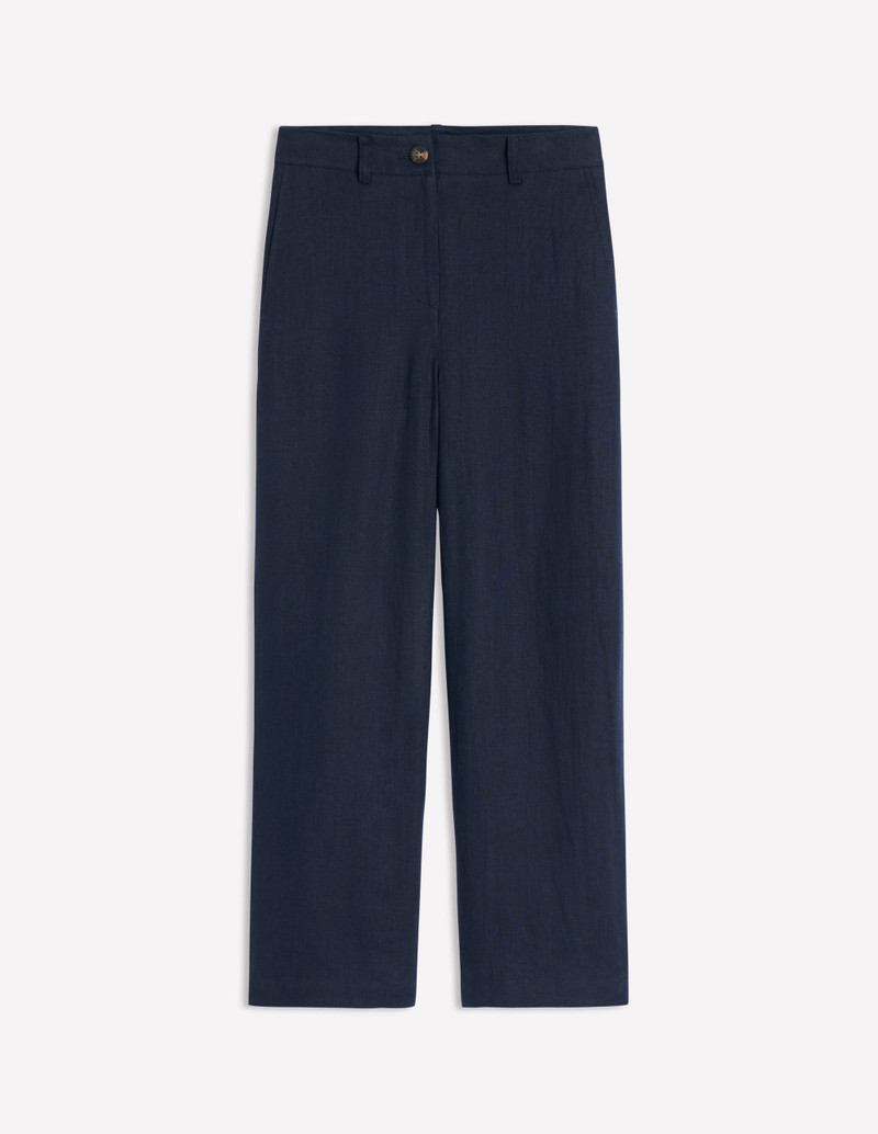 Westbourne Crop Linen Pants-Navy 1