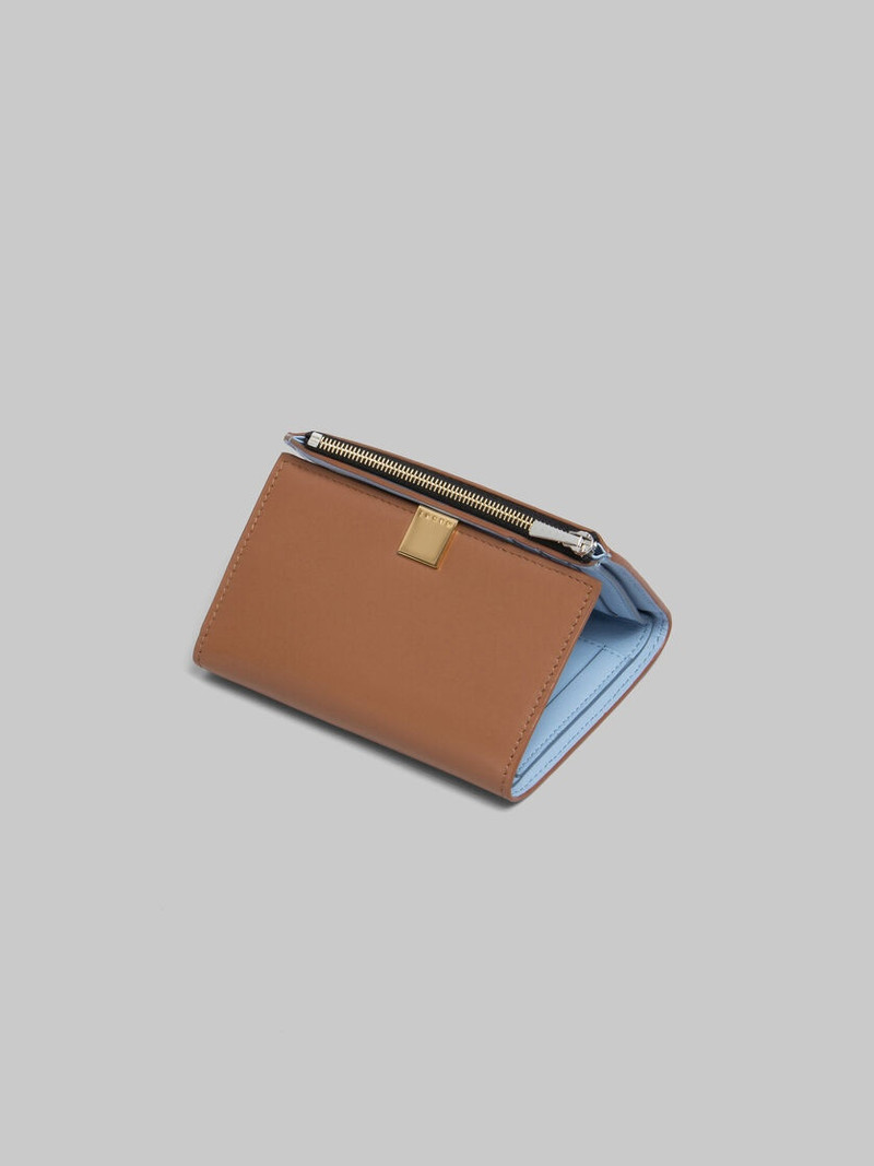 Marni BROWN LEATHER TRIFOLD PRISMA WALLET outlook