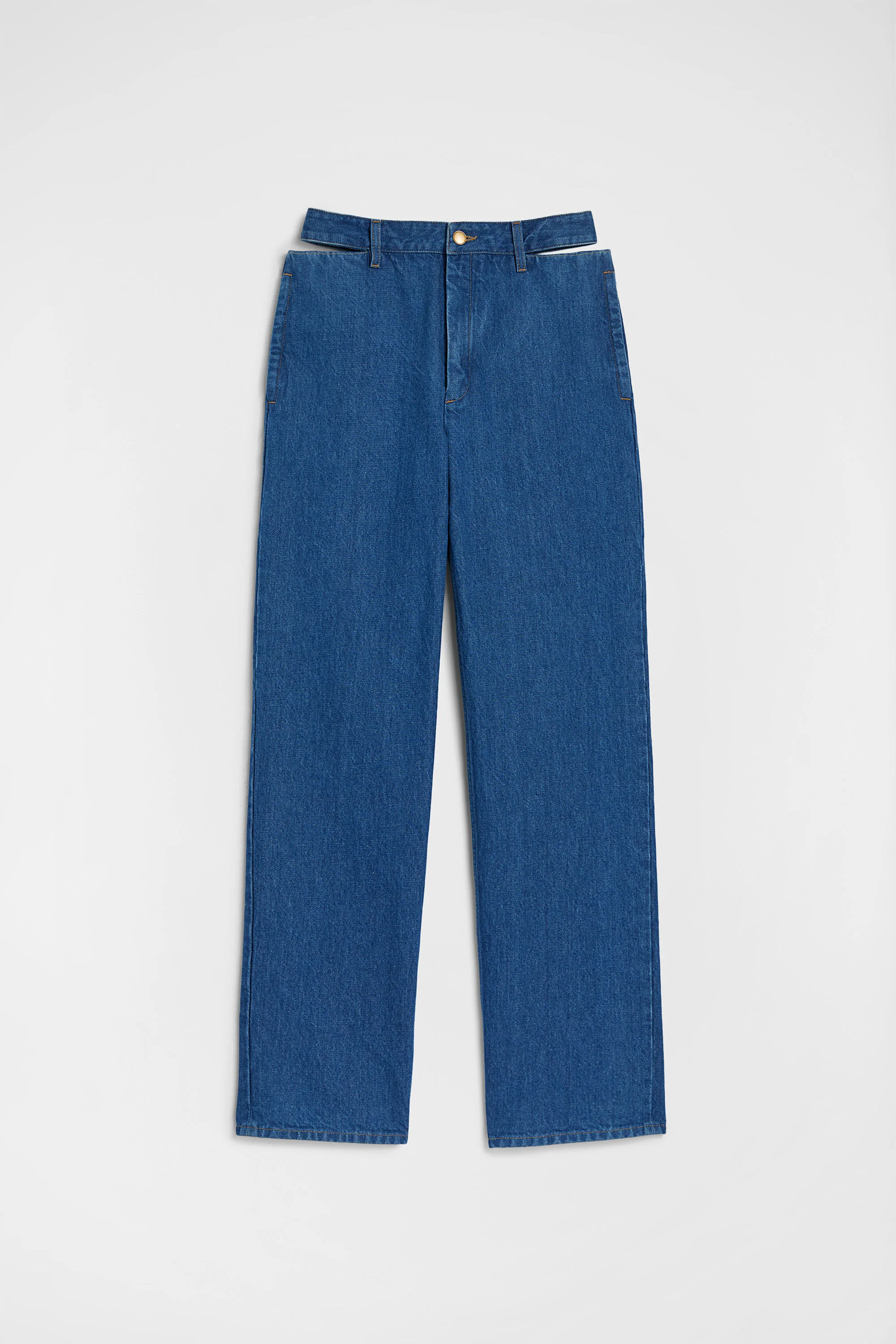 Denim Cut-Out Trousers - 1