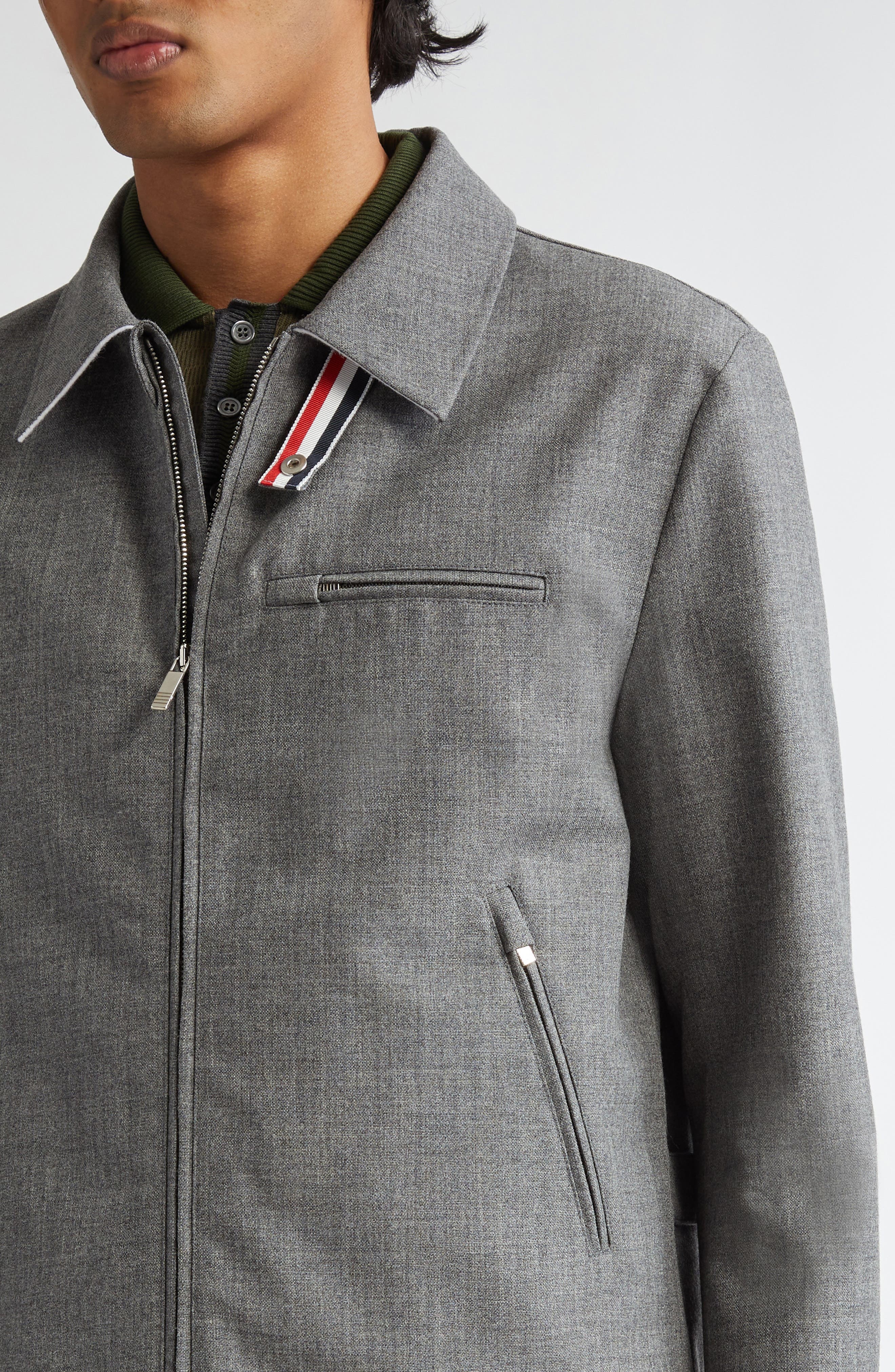 Thom Browne Fit 2 Wool Hopsack Golf Jacket in Medium Grey at Nordstrom - 5