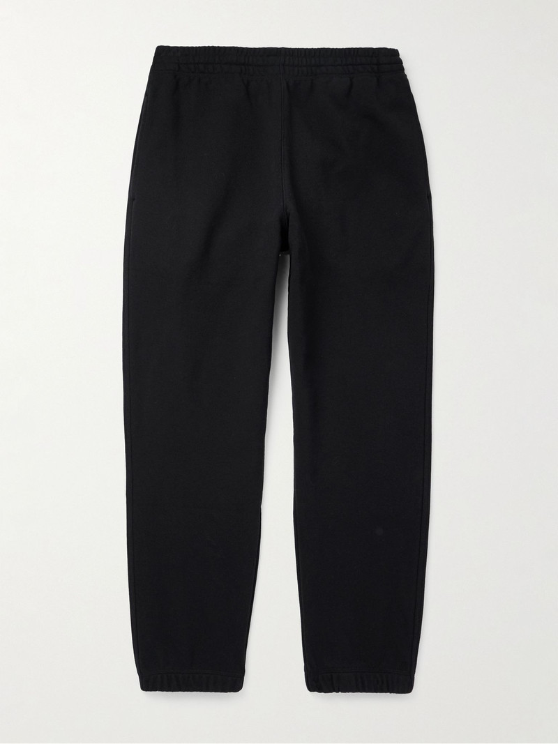 Tapered Logo-Appliquéd Cotton-Jersey Sweatpants Black 1