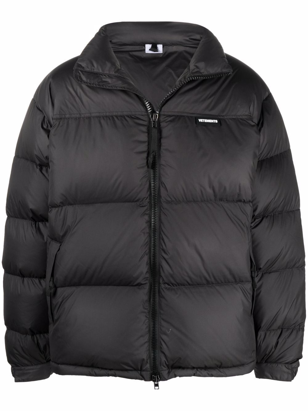 logo-print puffer coat - 1