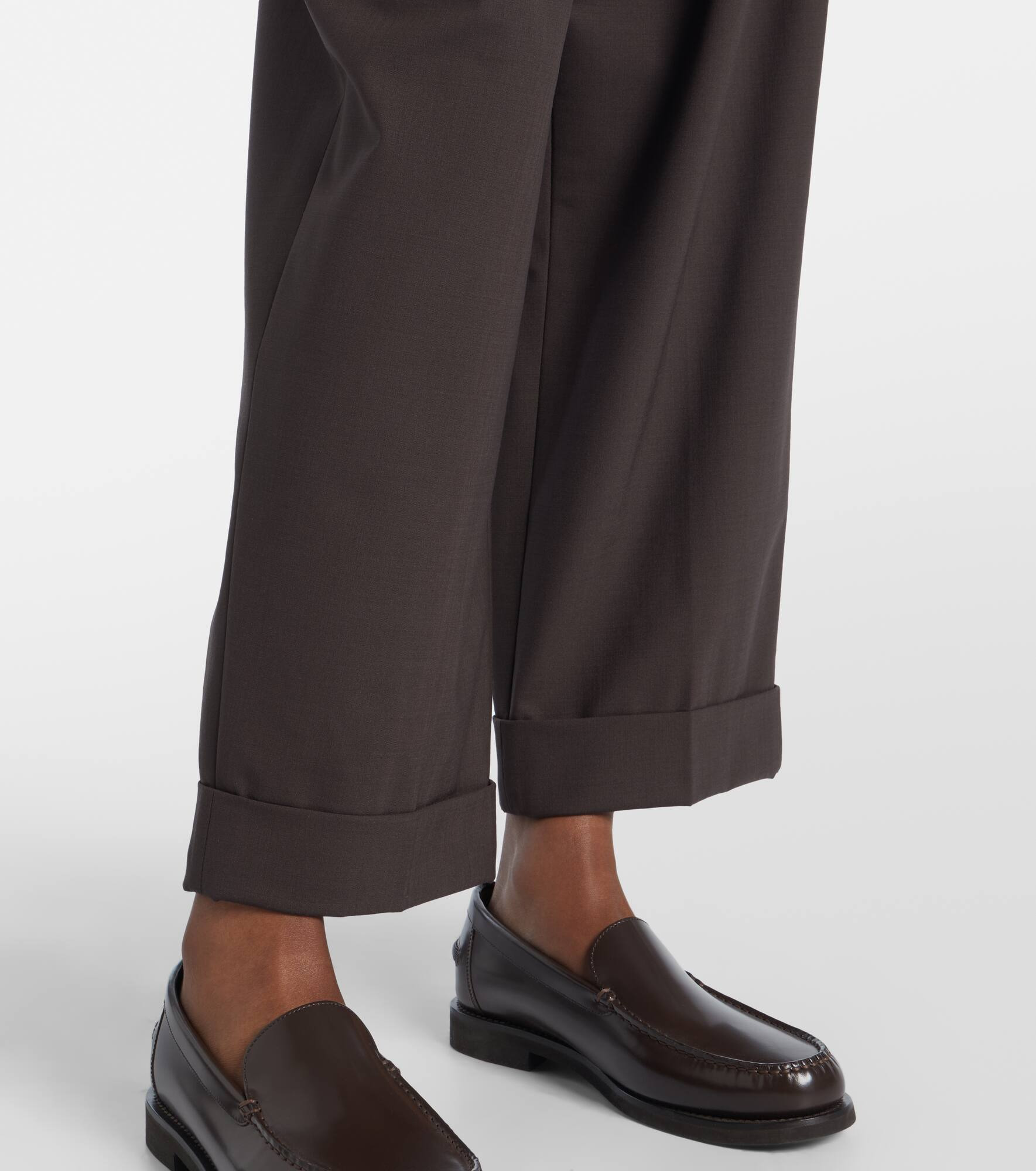 Belted wool-blend wide-leg pants - 5