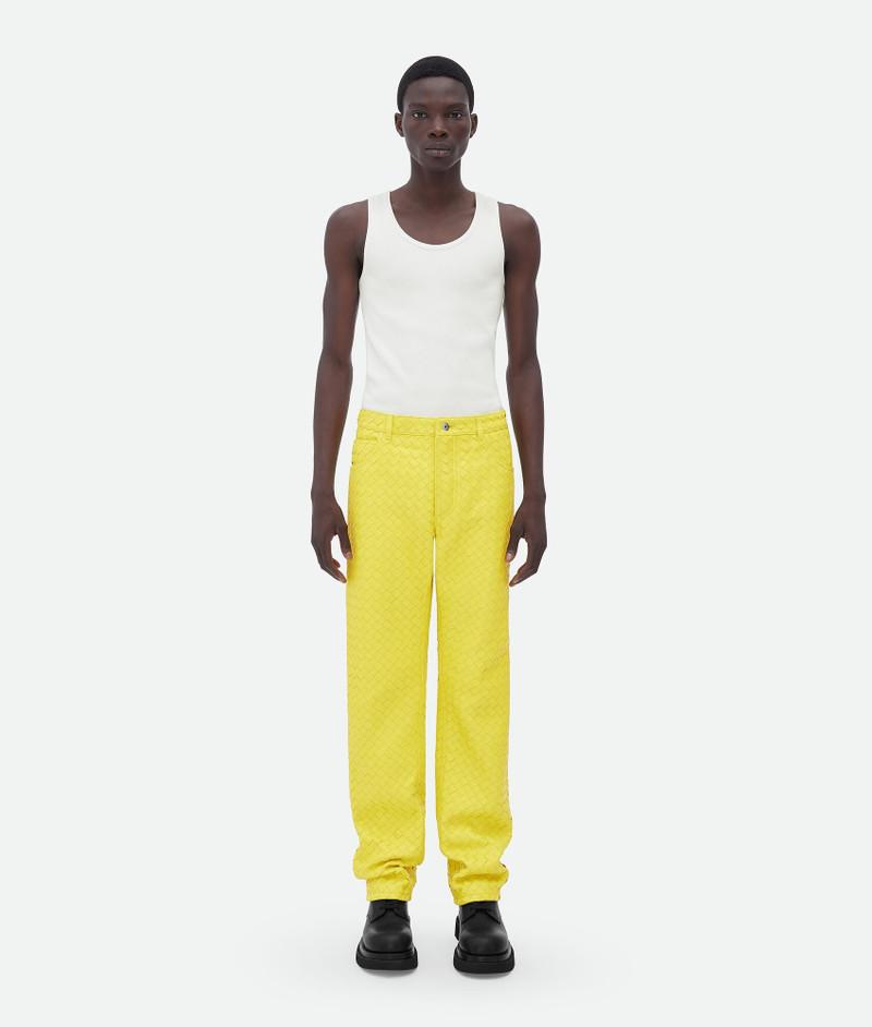 intrecciato leather pants 1