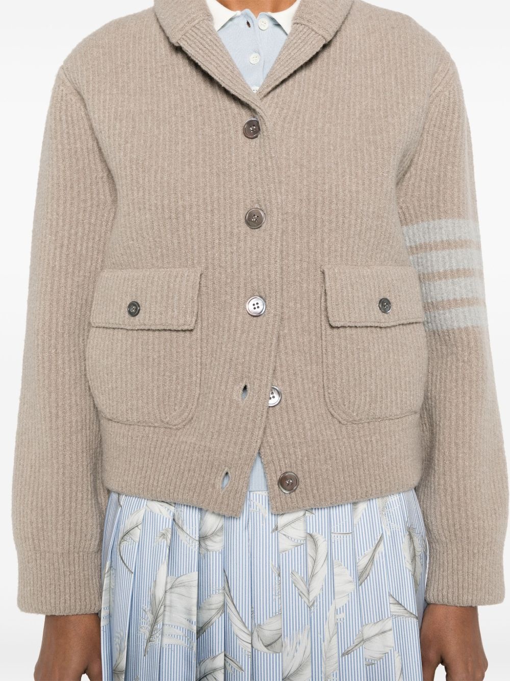 4 Bar Stripes tuck ribbed bomber jacket - 5