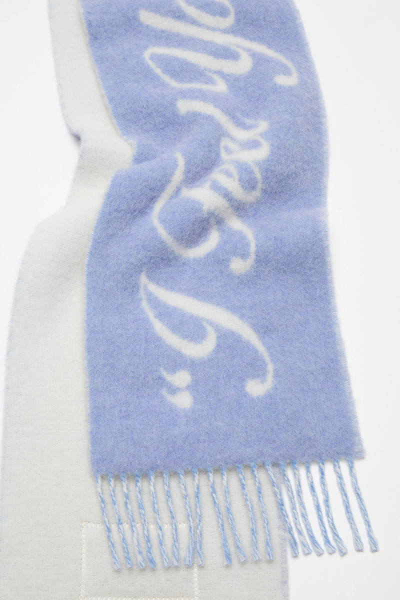 Wool scarf - Dusty blue/white 3