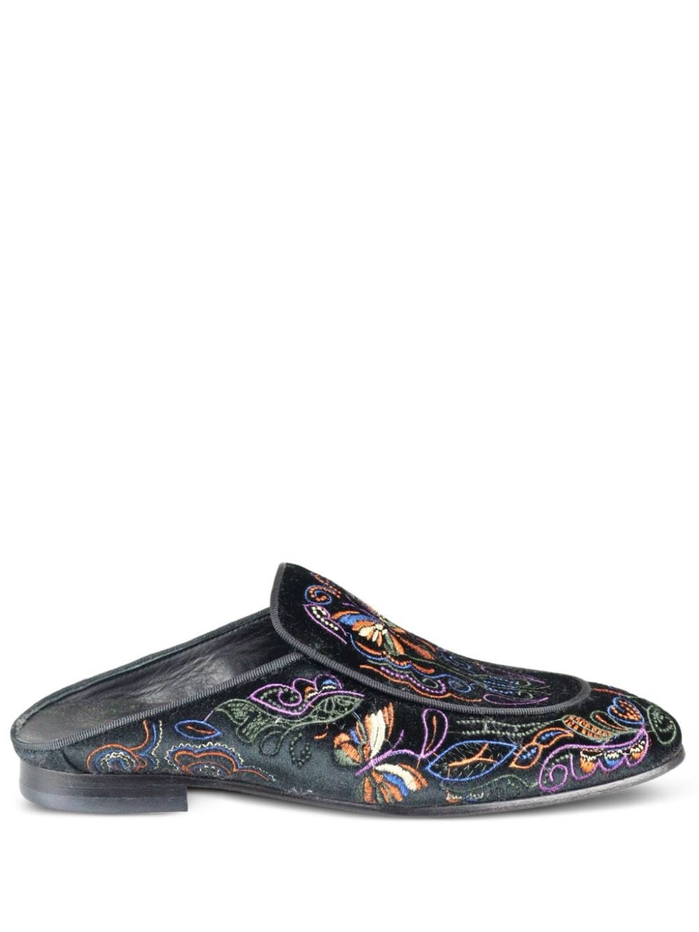 Papillon embroidered velvet slippers - 1