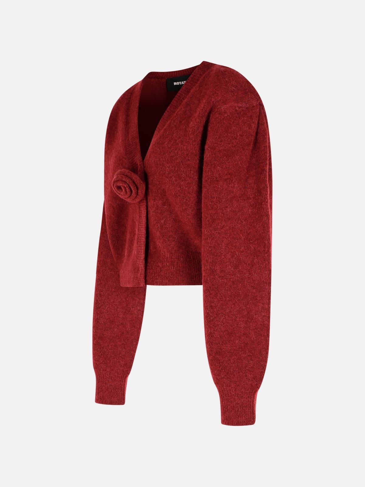 BURGUNDY ALPACA BLEND CARDIGAN - 2