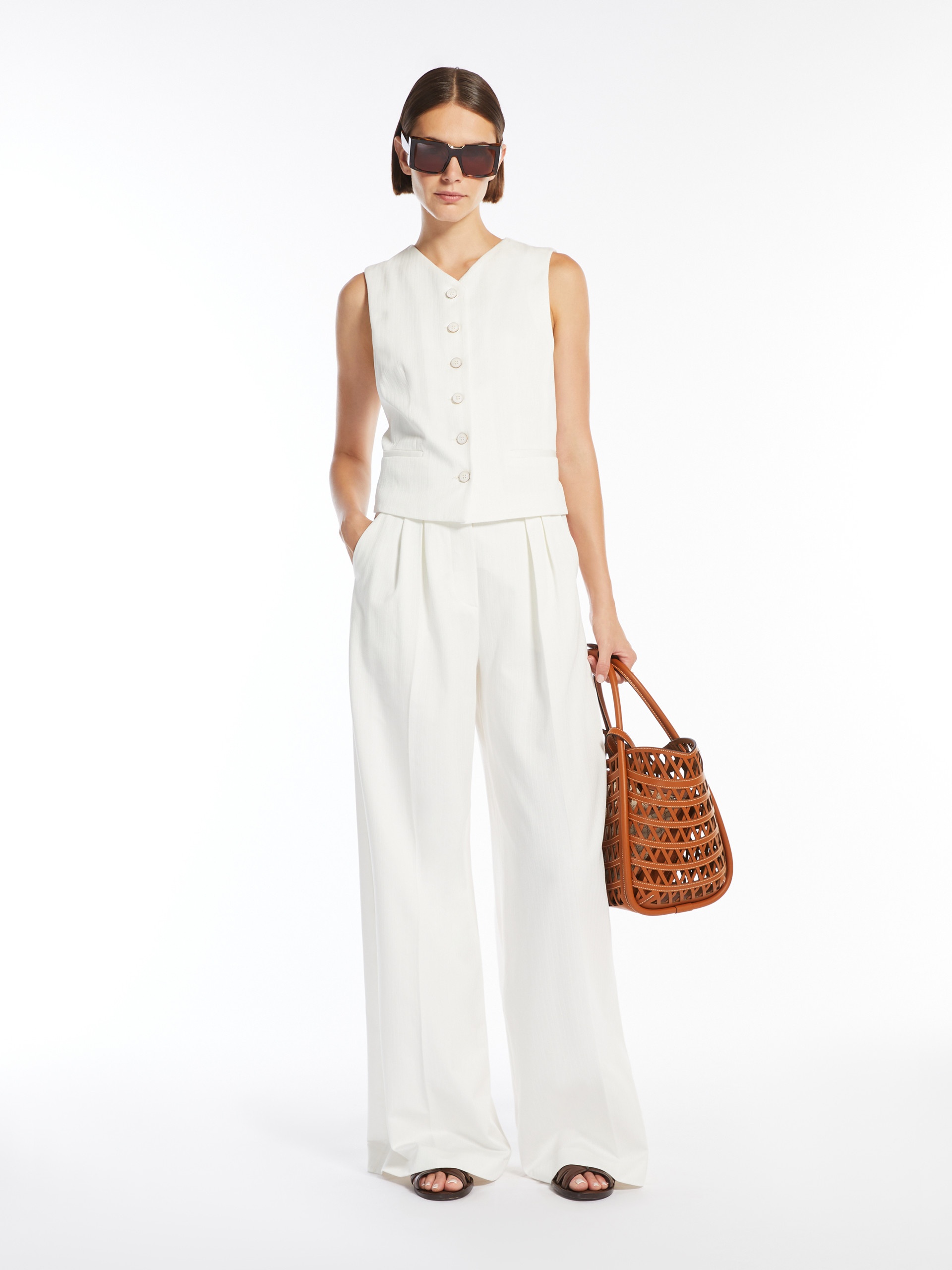 CHENZIA Wide trousers in pinstriped jacquard cotton - 2