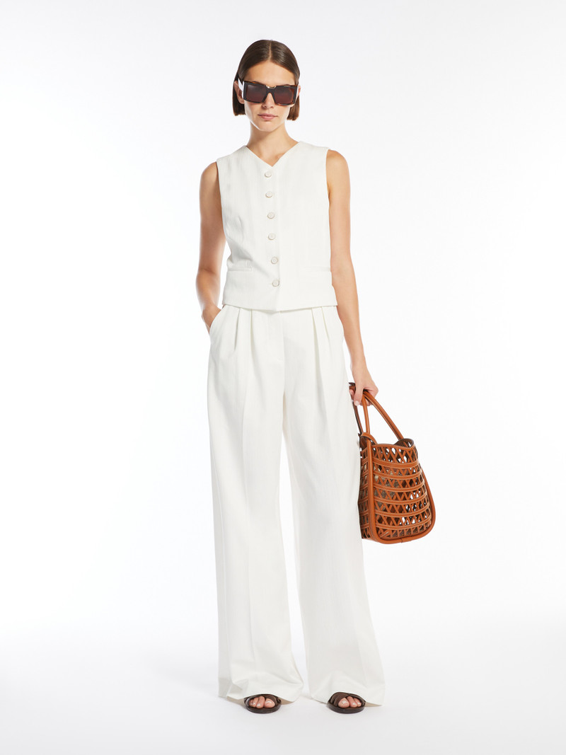 Max Mara CHENZIA Wide trousers in pinstriped jacquard cotton outlook