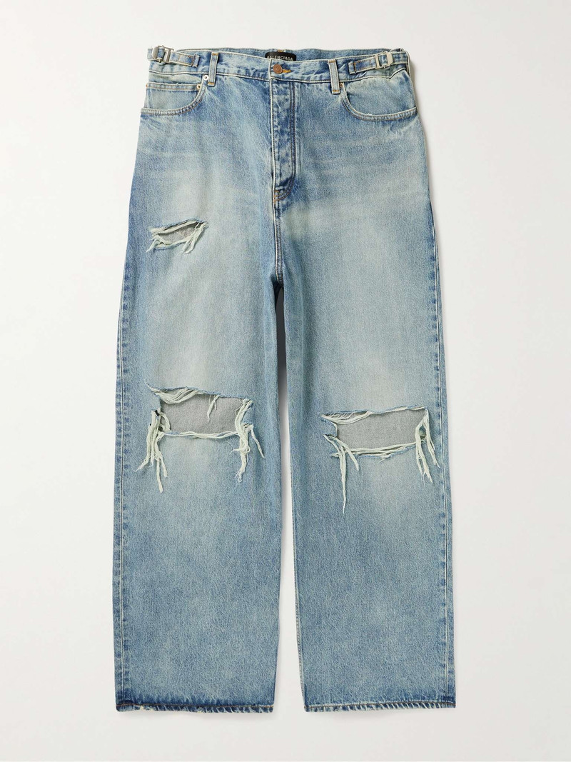 BALENCIAGA Wide-Leg Distressed Jeans - 697833TDW14 | REVERSIBLE