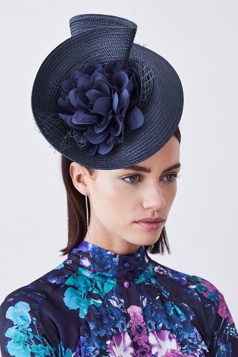 Asymmetric Flower & Feather Fascinator 1