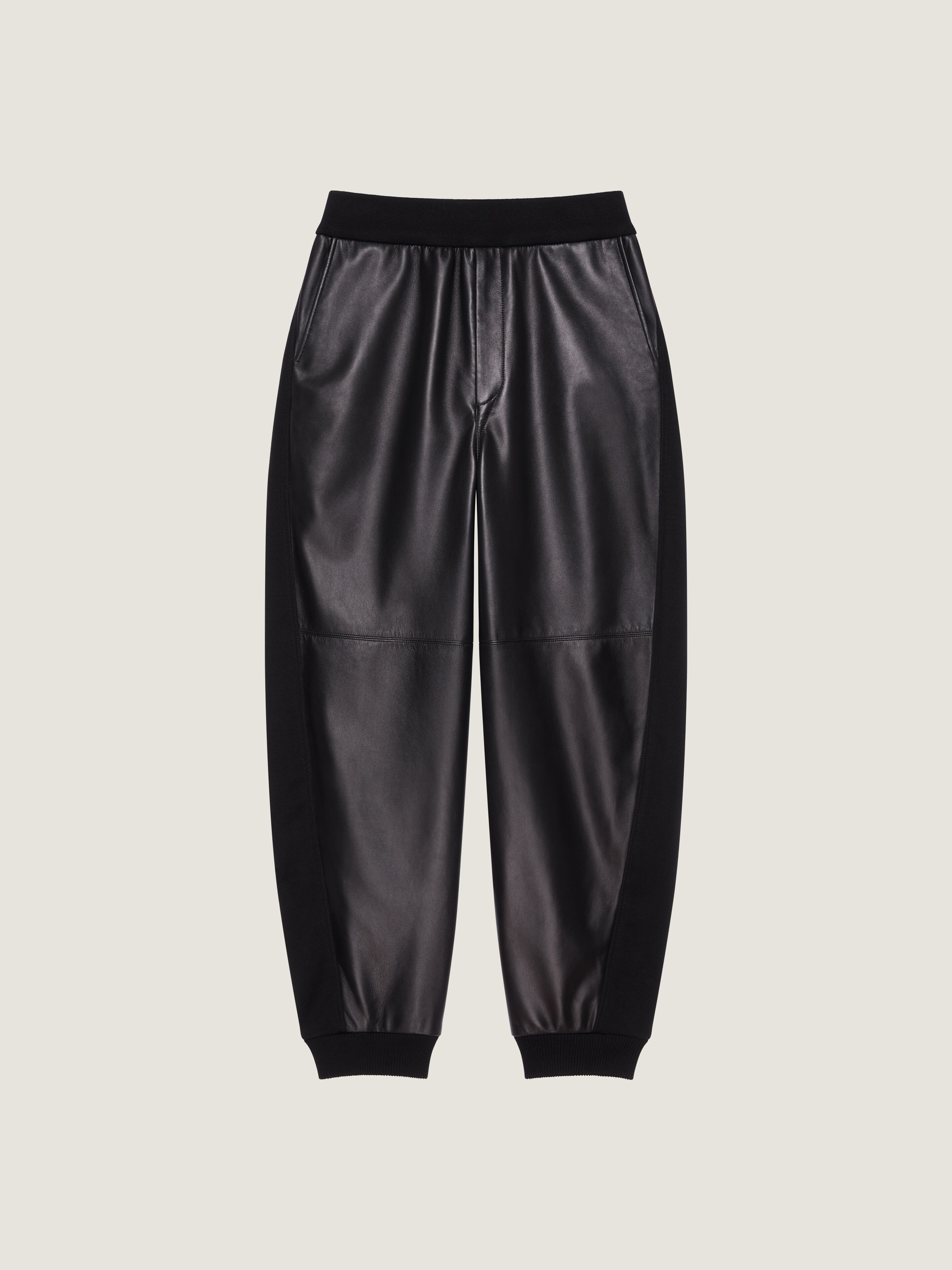 JOGGER PANTS IN LEATHER AND WOOL - 1