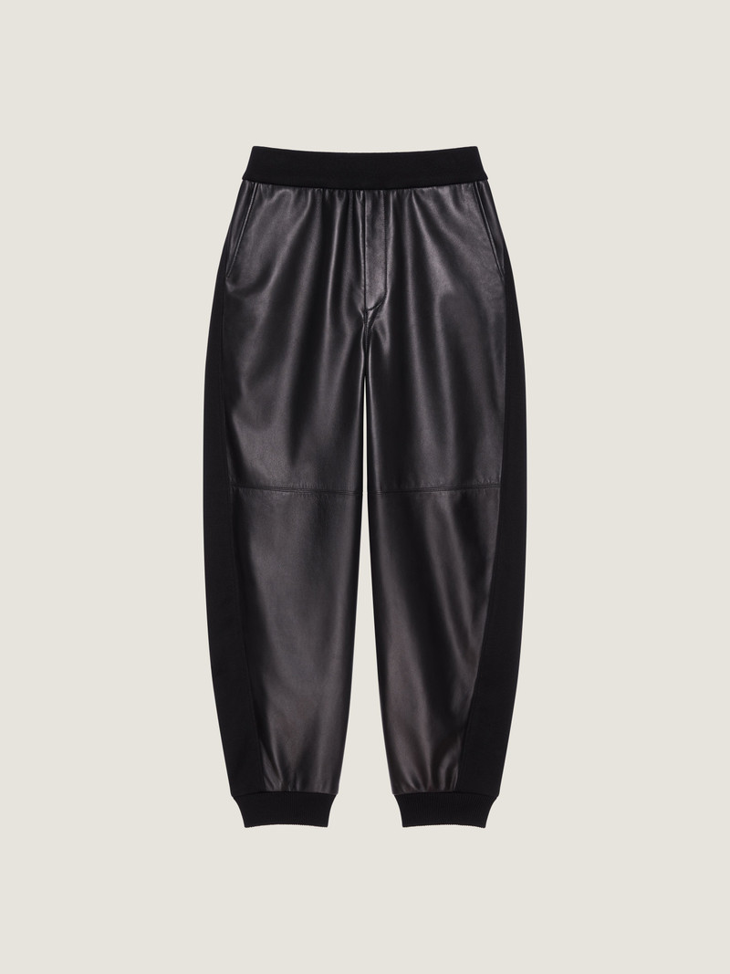 JOGGER PANTS IN LEATHER AND WOOL 1