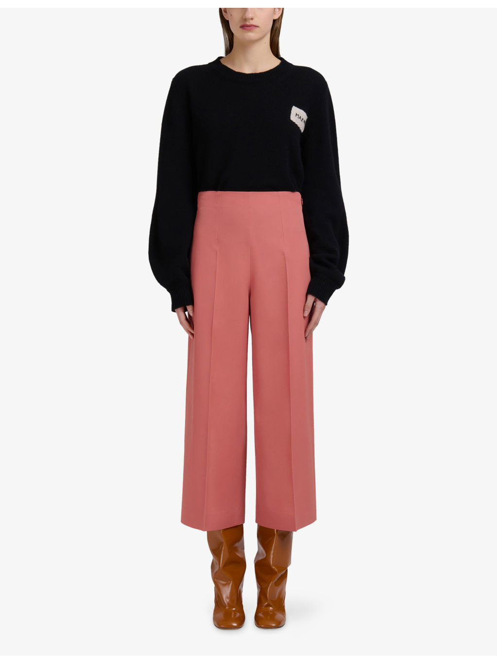 Flared-Leg Cropped Wool Trousers - 2