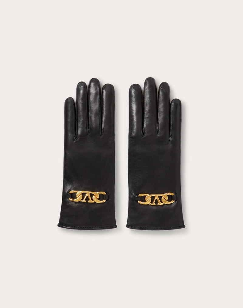 VALENTINO GARAVANI VLOGO CHAIN GLOVES IN NAPPA AND CASHMERE 1