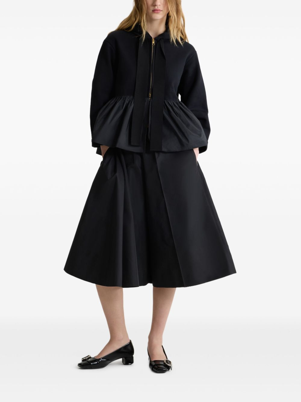 ruffle-hem zip-up hoodie - 2