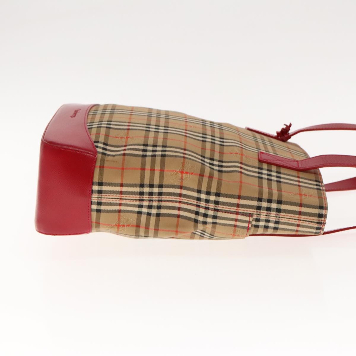 Burberry Nova Check Shoulder Bag Canvas Leather Beige Red Silver - 4