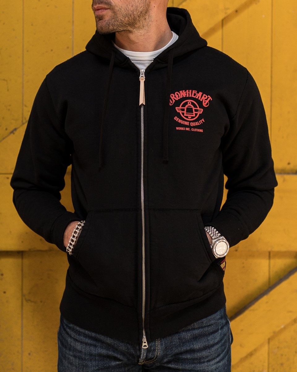 IHSW-58-BLK Printed 14oz Ultra Heavyweight Loopwheel Cotton Zippered Hoodie - Black - 4