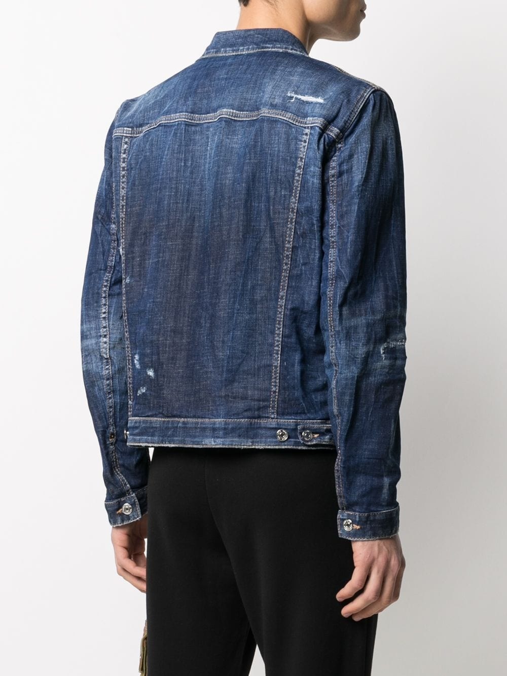 flap pocket logo denim jacket - 4