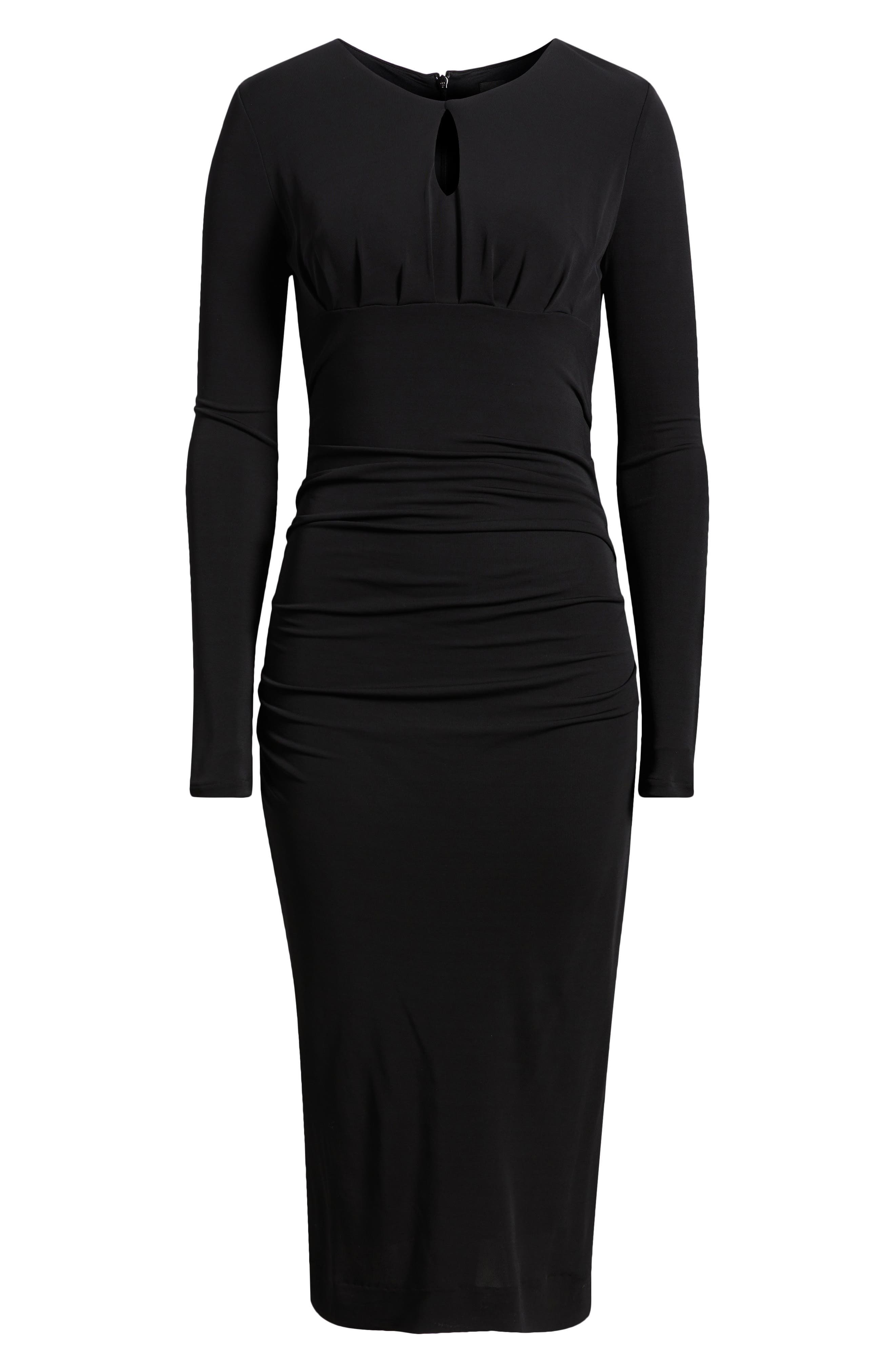 BOSS Eden Long Sleeve Body-Con Midi Dress in Black at Nordstrom - 5