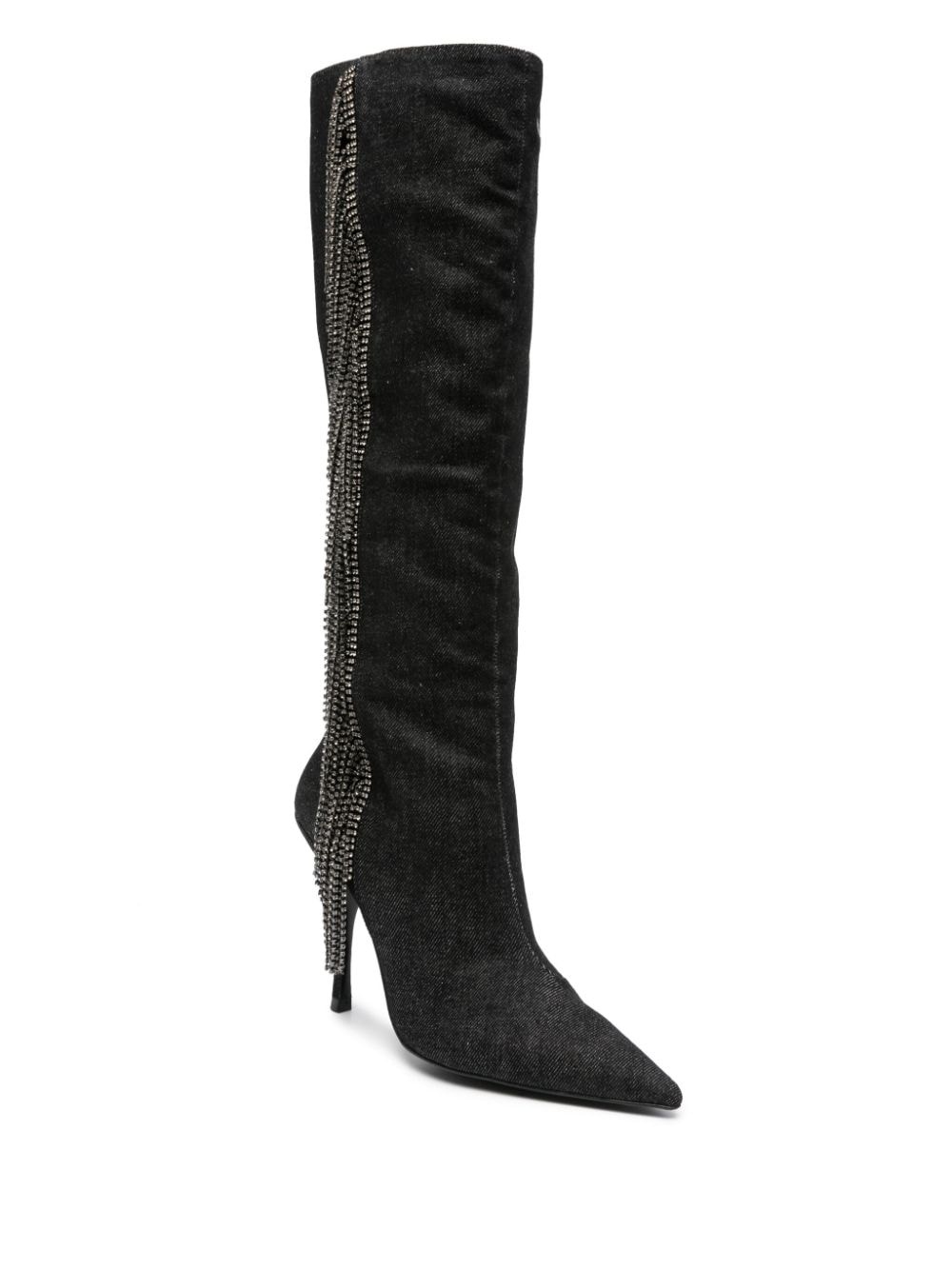 Crystal Fringe 100mm  knee-high boots - 2