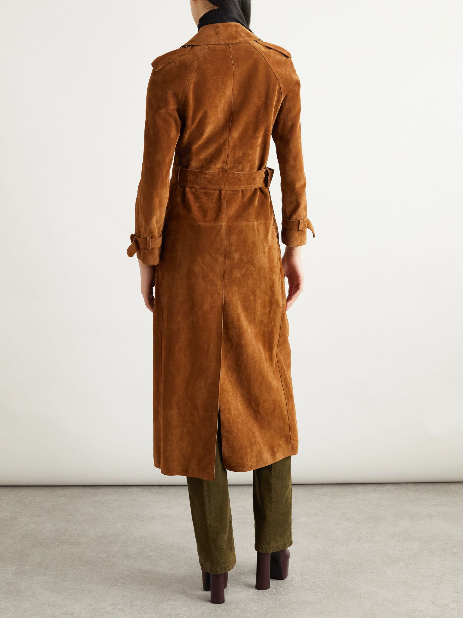 Suede trench coat Brown - 4
