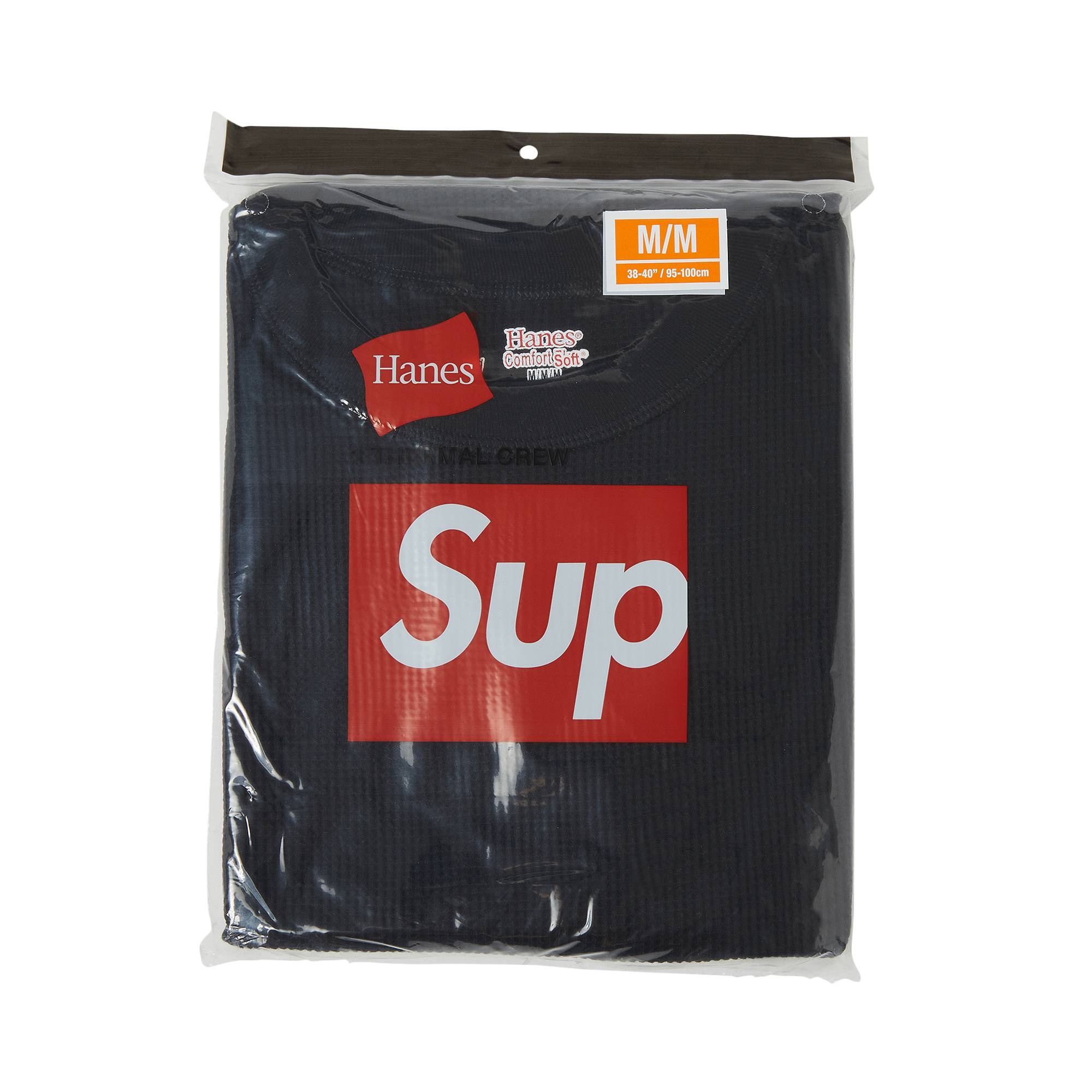 Supreme x Hanes Thermal Crew (1 Pack) 'Black' - 1