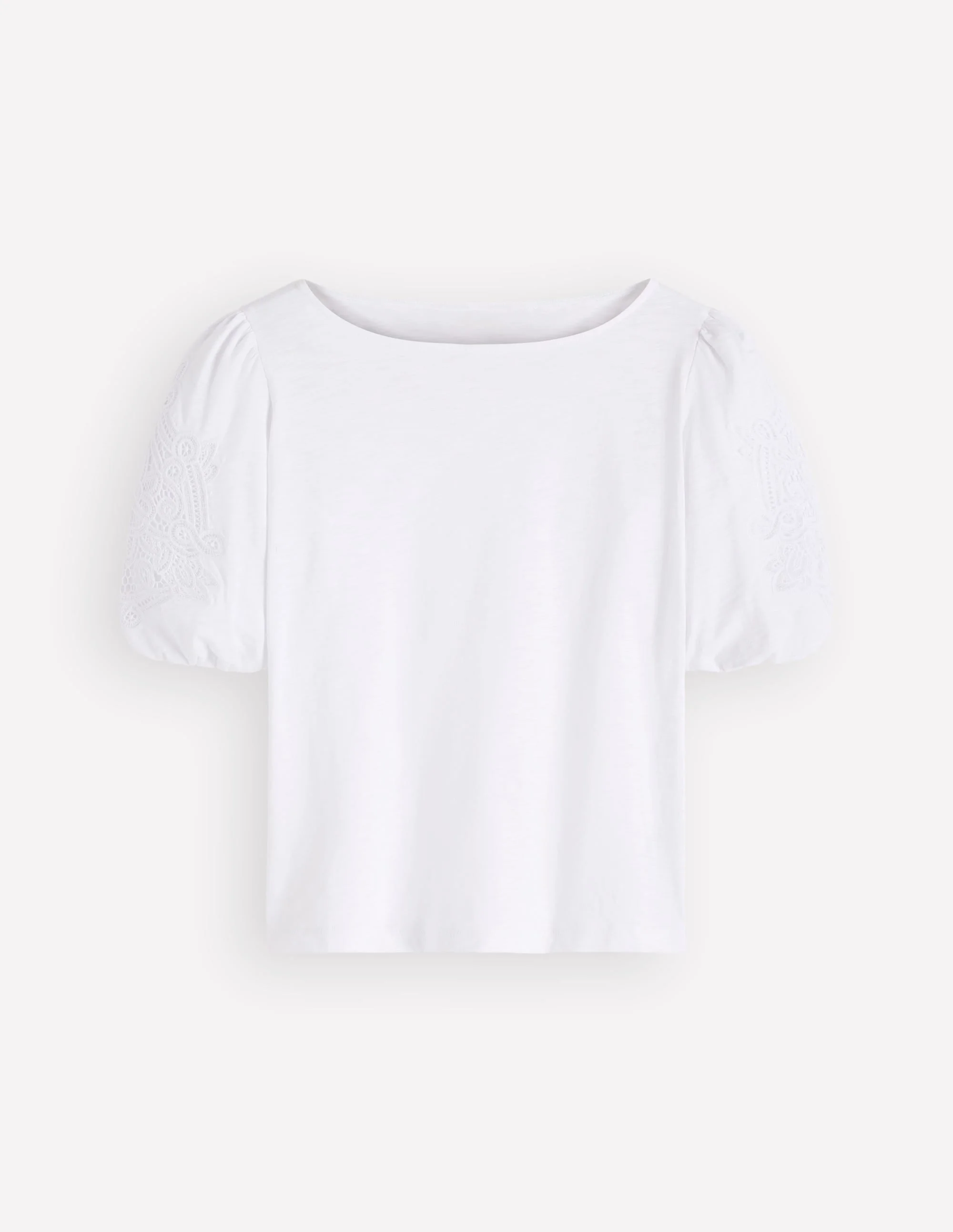 Cutwork Detail Jersey Top-White - 1