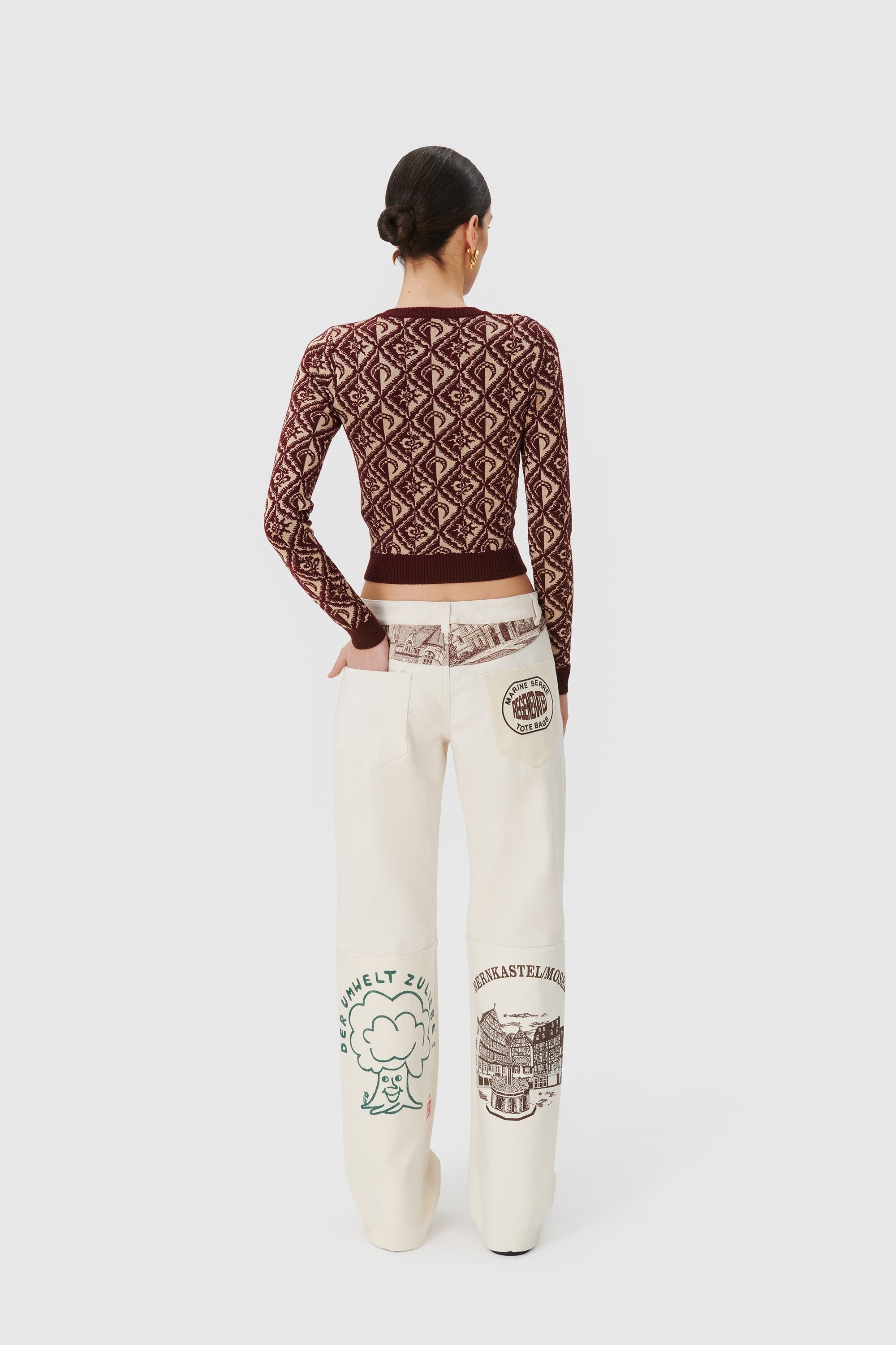 Moon Diamant Knit Jacquard Mini Cardigan - 3