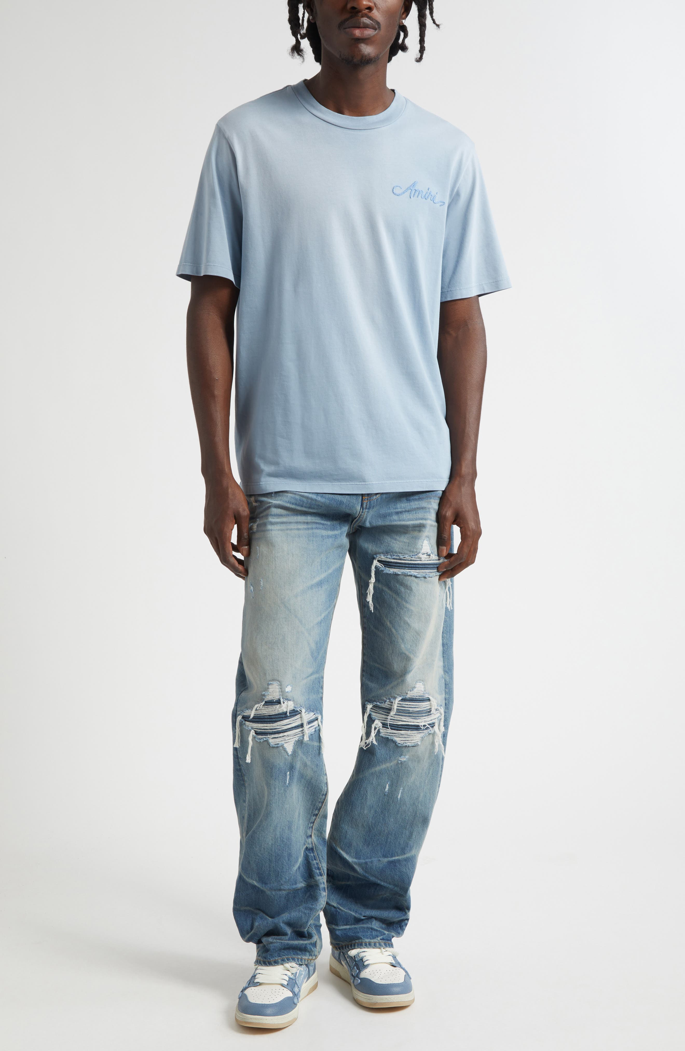 AMIRI Bleached Bandana Patch T-Shirt in Ashley Blue at Nordstrom - 2