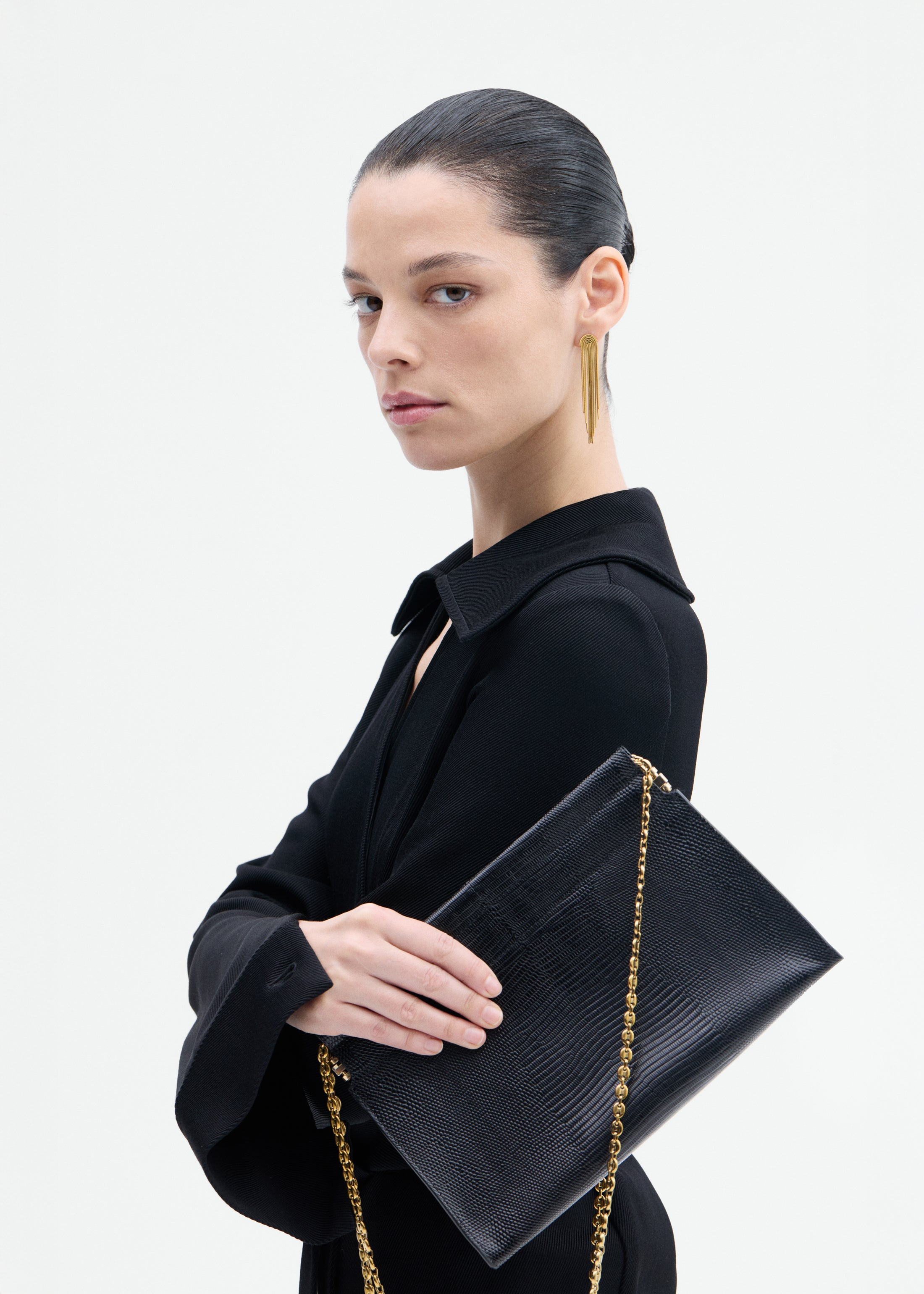 Small Leather Clutch with Chain - 5