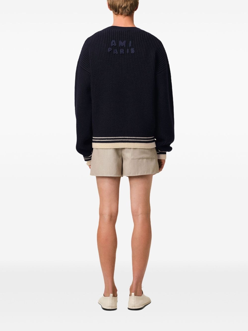 ribbed-knit V-neck jumper - 4