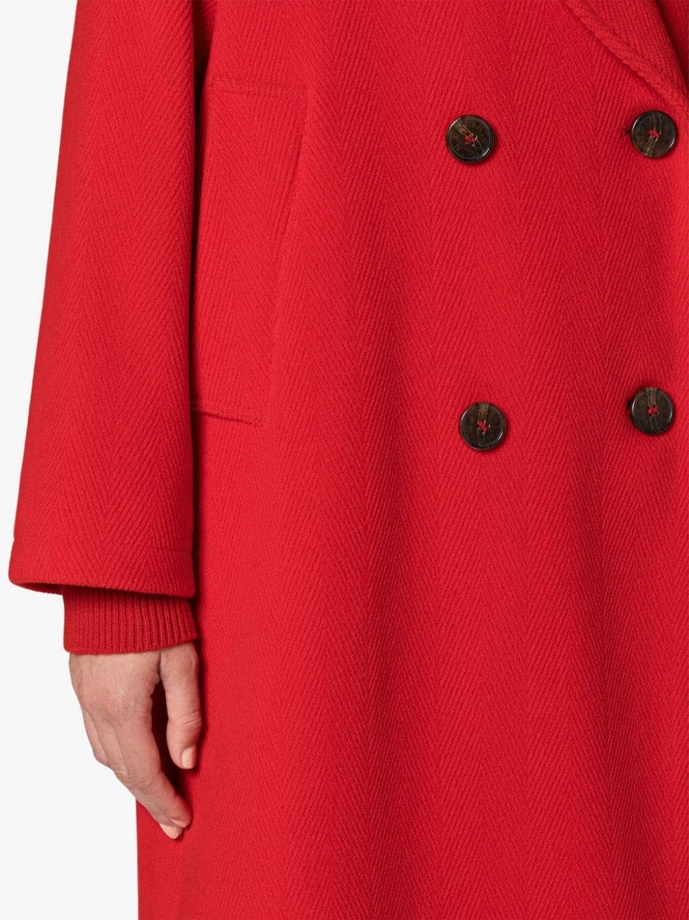 ROBINA RED VIRGIN WOOL BLEND DOUBLE BREASTED COAT - 5
