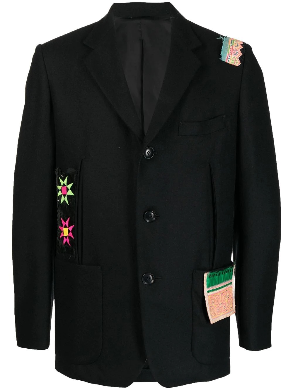 patchwork single-breasted blazer - 1