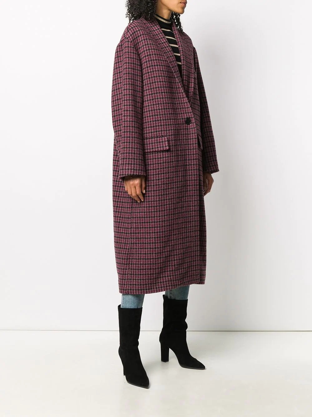 houndstooth check cocoon coat - 3