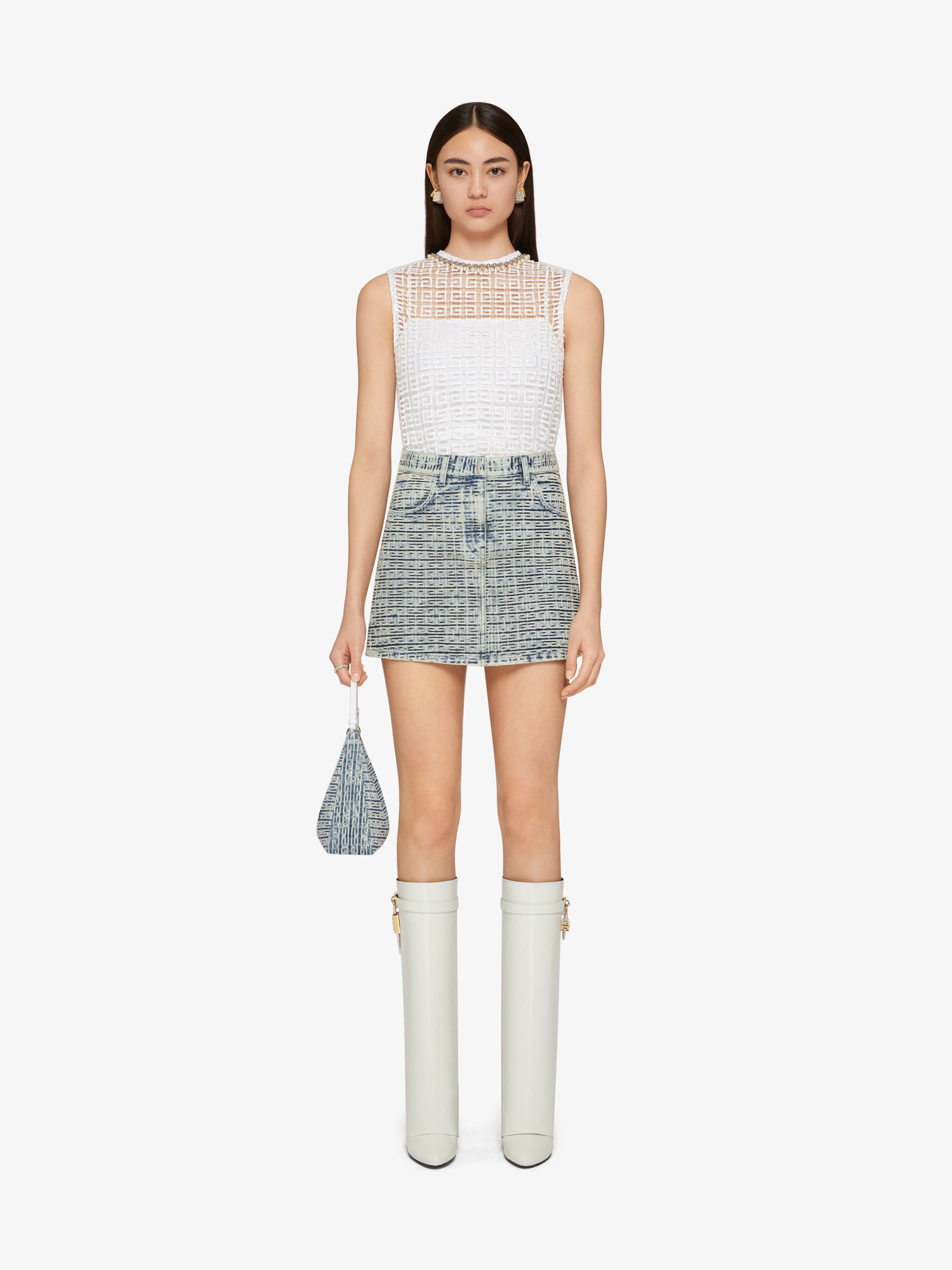 MINI SKIRT IN 4G BLEACHED DENIM - 2