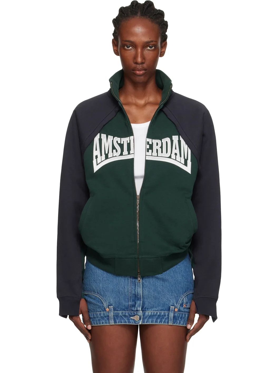 Navy & Green 'Amsterdam' Patched Zip Sweatshirt - 1